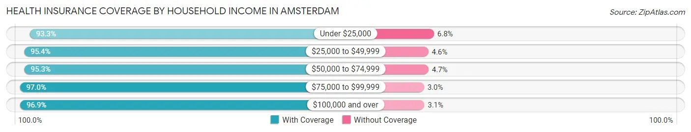 Health Insurance Coverage by Household Income in Amsterdam