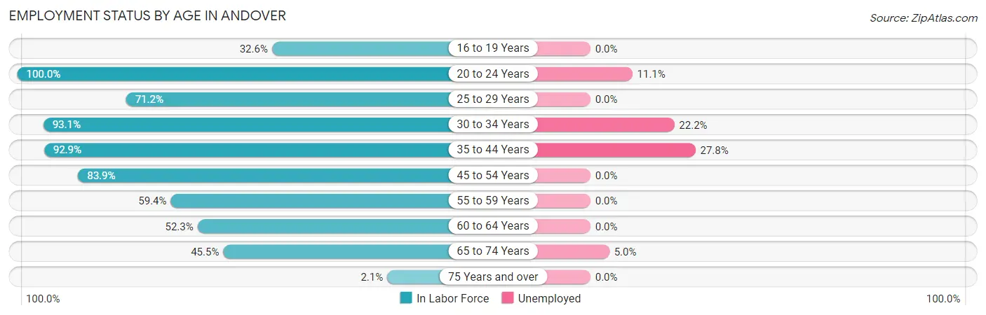 Employment Status by Age in Andover