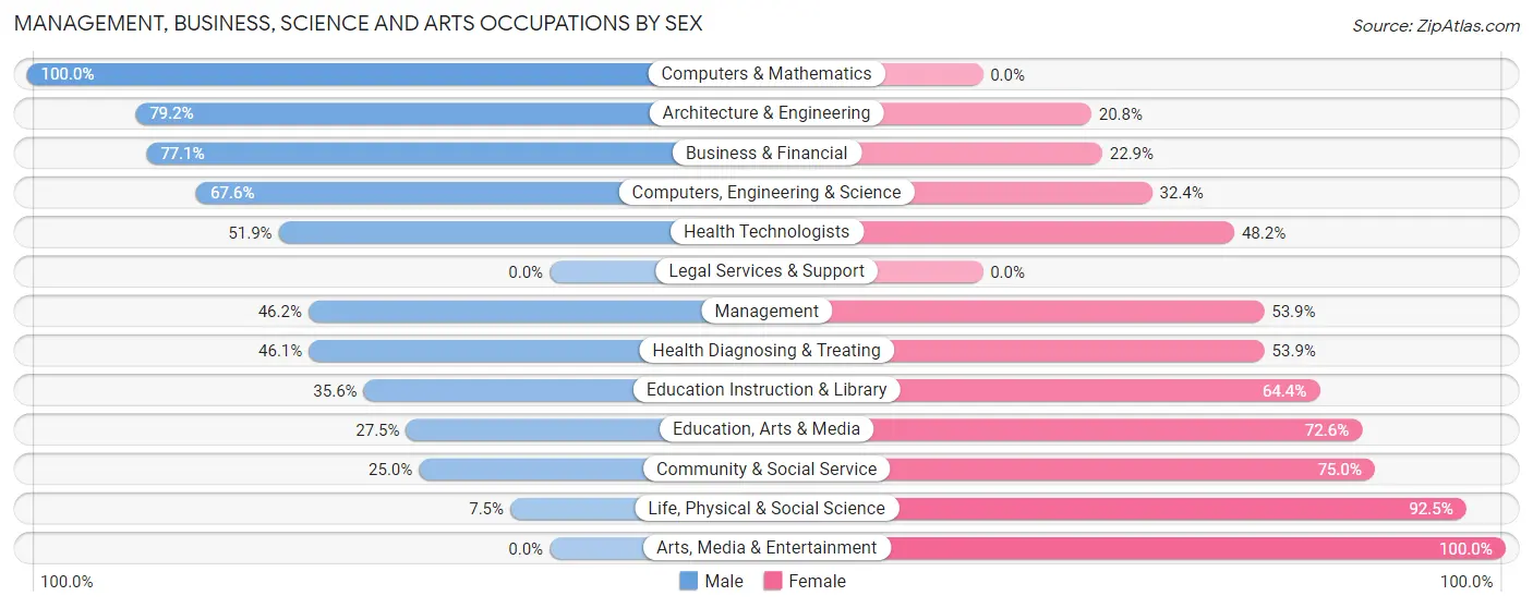 Management, Business, Science and Arts Occupations by Sex in Ballston Spa