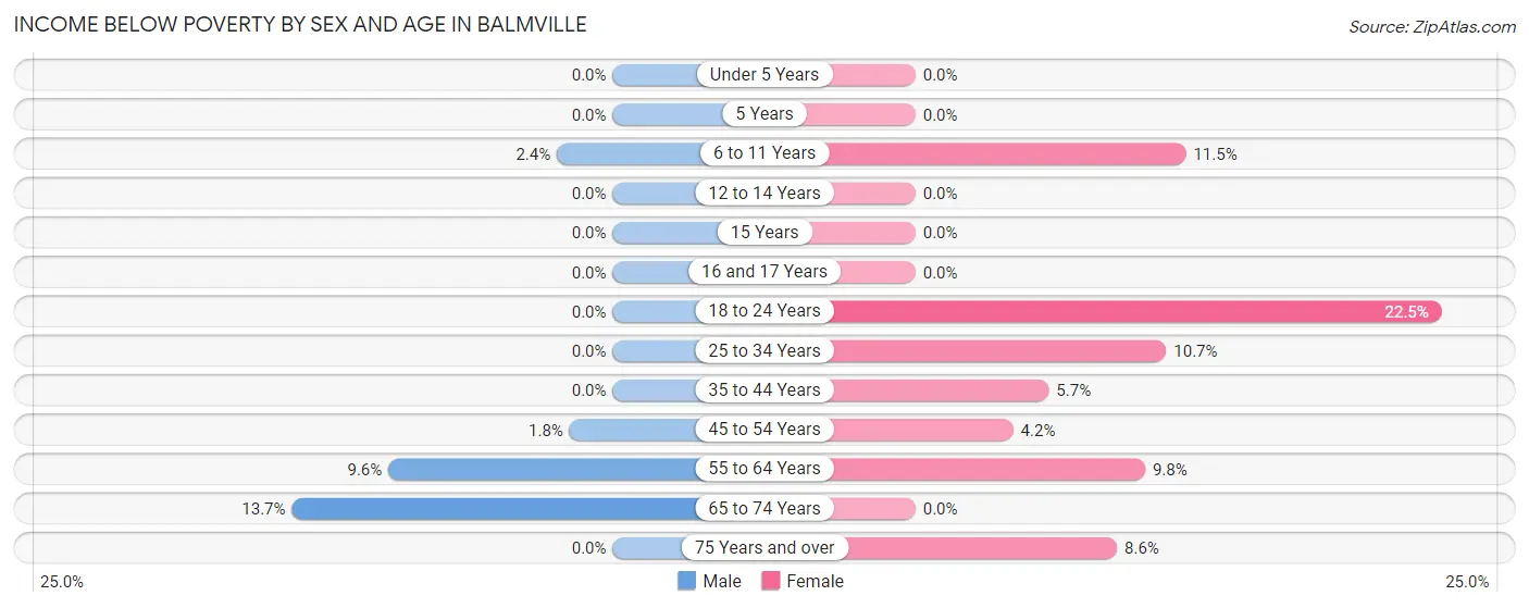 Income Below Poverty by Sex and Age in Balmville