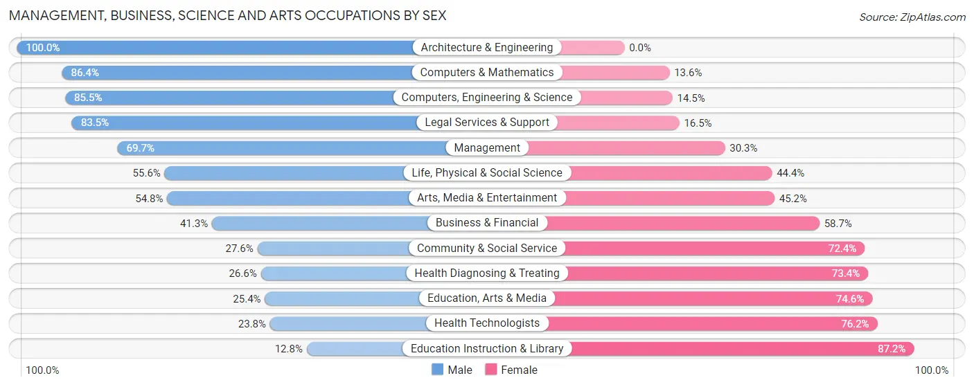 Management, Business, Science and Arts Occupations by Sex in Bay Shore