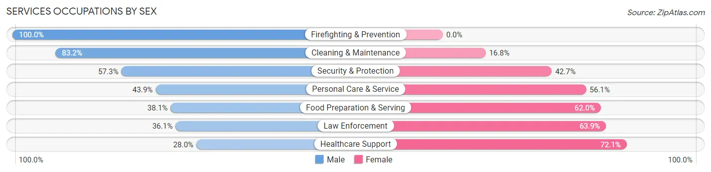 Services Occupations by Sex in Bay Shore