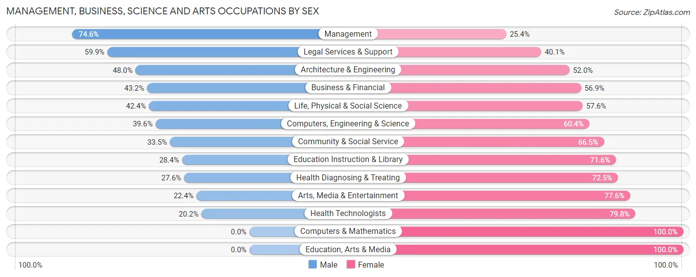 Management, Business, Science and Arts Occupations by Sex in Bayville