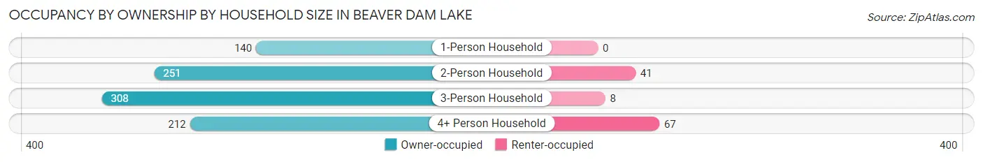 Occupancy by Ownership by Household Size in Beaver Dam Lake