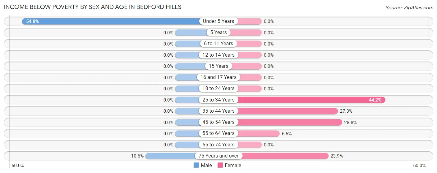 Income Below Poverty by Sex and Age in Bedford Hills