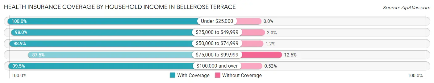 Health Insurance Coverage by Household Income in Bellerose Terrace