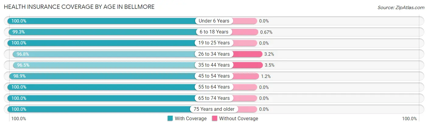 Health Insurance Coverage by Age in Bellmore