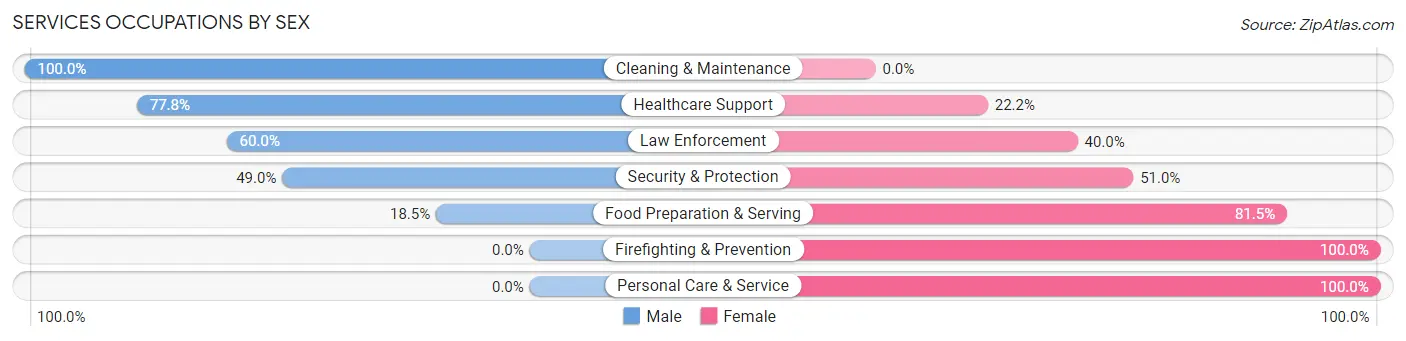 Services Occupations by Sex in Bellport