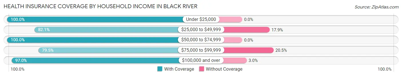 Health Insurance Coverage by Household Income in Black River