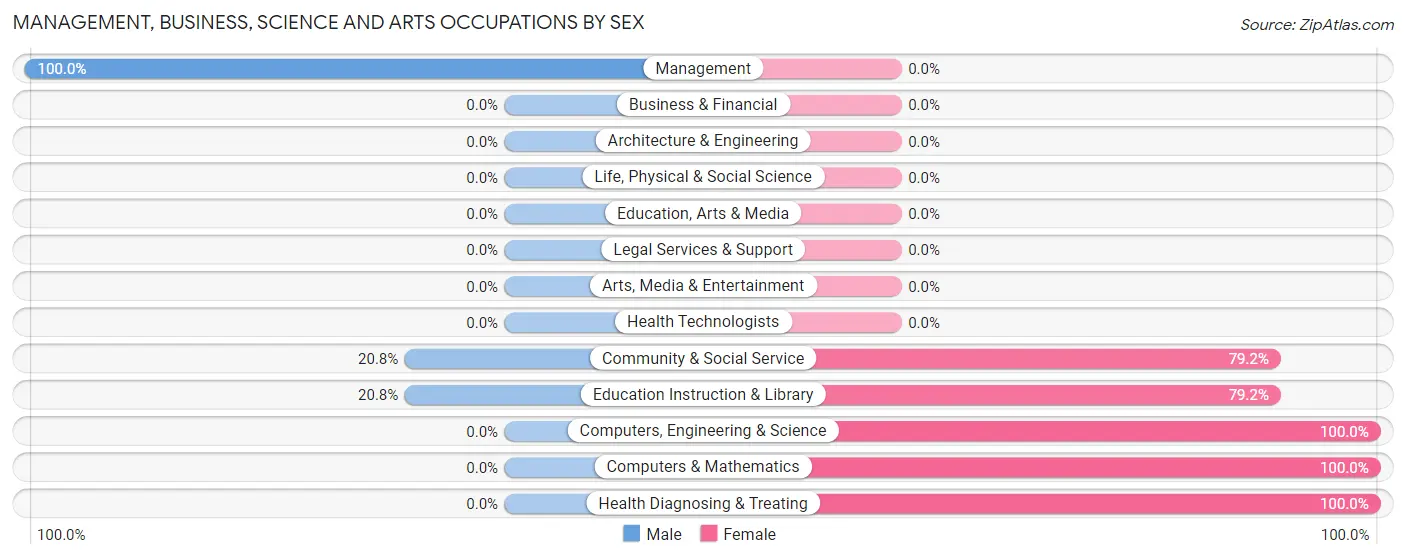 Management, Business, Science and Arts Occupations by Sex in Brasher Falls