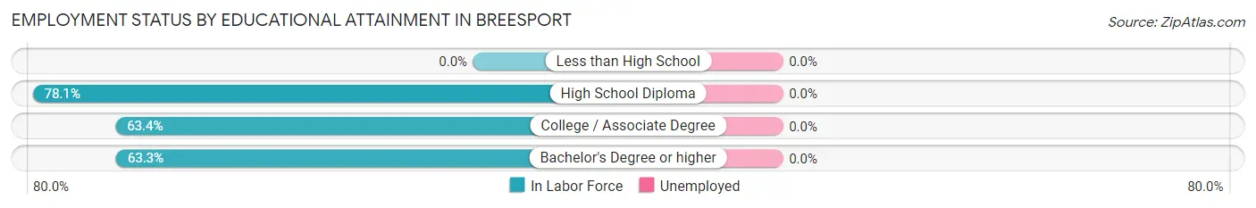 Employment Status by Educational Attainment in Breesport