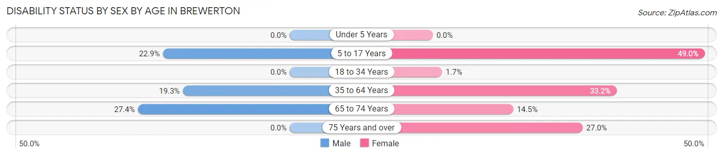 Disability Status by Sex by Age in Brewerton