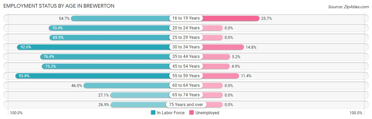 Employment Status by Age in Brewerton