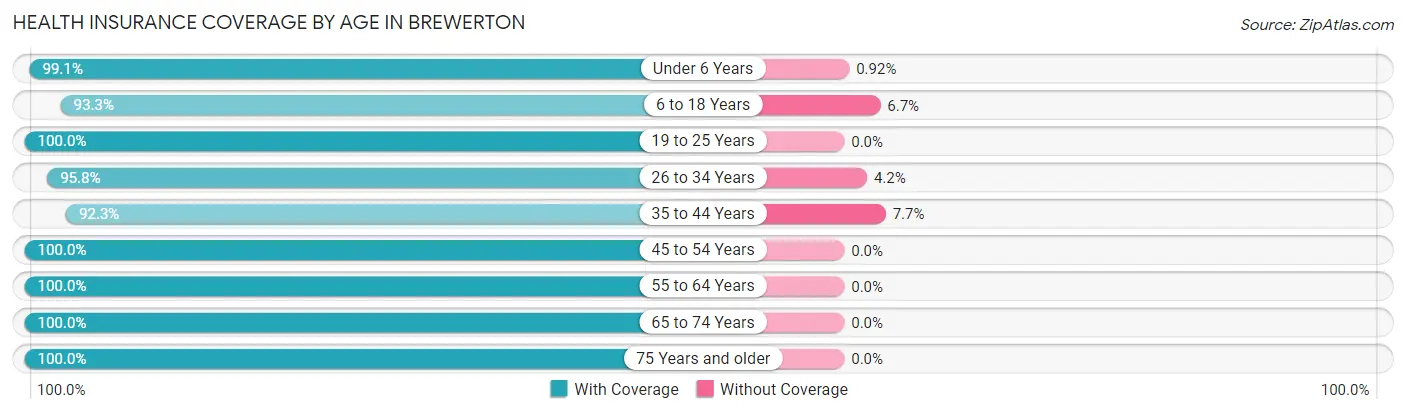 Health Insurance Coverage by Age in Brewerton