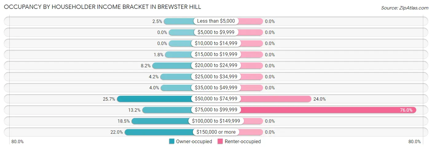 Occupancy by Householder Income Bracket in Brewster Hill
