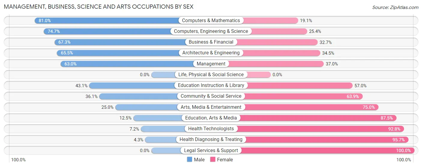 Management, Business, Science and Arts Occupations by Sex in Brockport