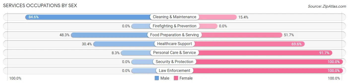 Services Occupations by Sex in Brocton