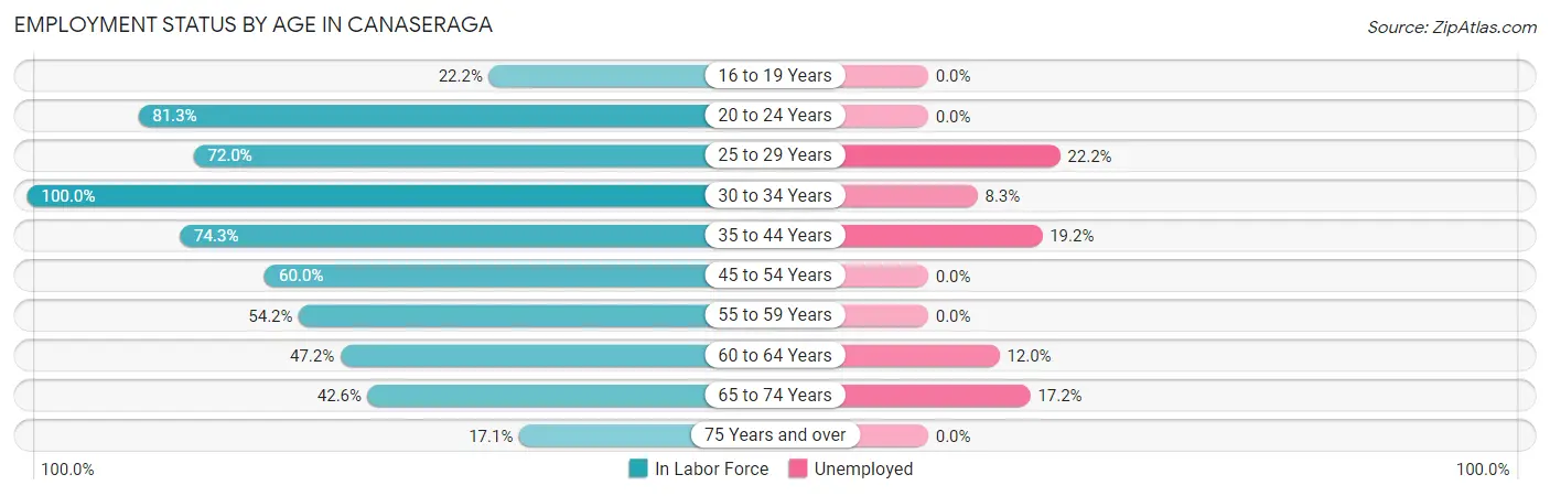 Employment Status by Age in Canaseraga