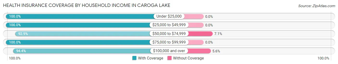 Health Insurance Coverage by Household Income in Caroga Lake