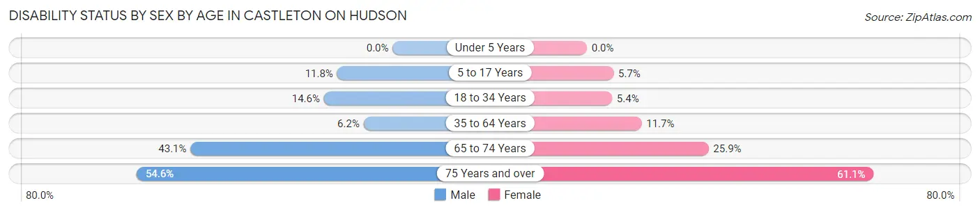 Disability Status by Sex by Age in Castleton On Hudson
