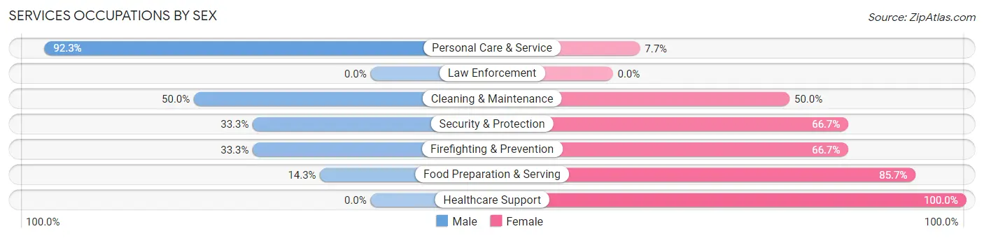Services Occupations by Sex in Castleton On Hudson