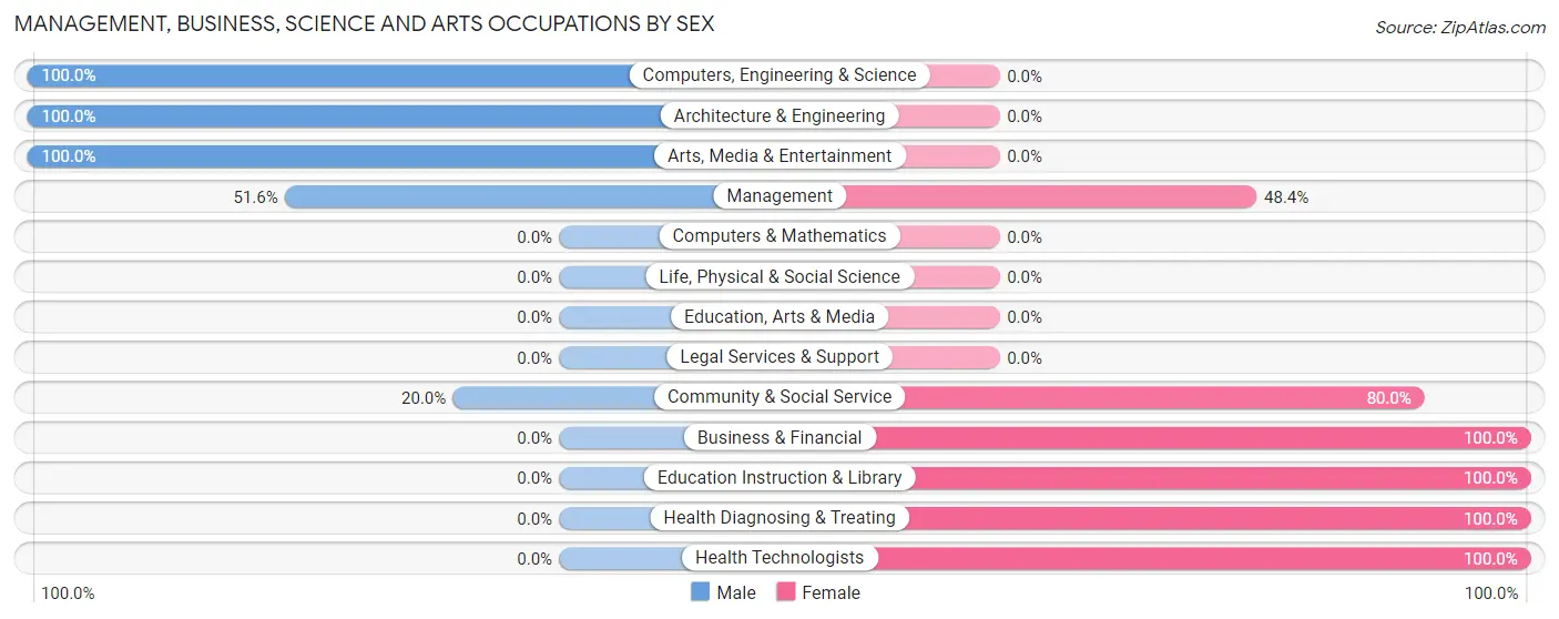 Management, Business, Science and Arts Occupations by Sex in Castorland