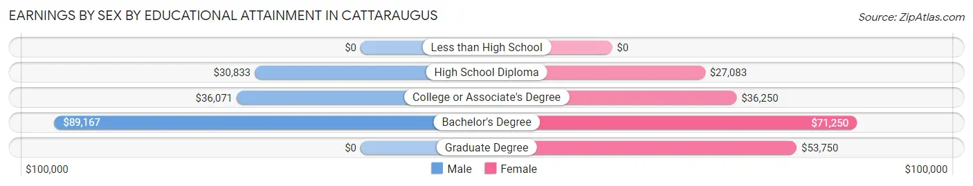 Earnings by Sex by Educational Attainment in Cattaraugus