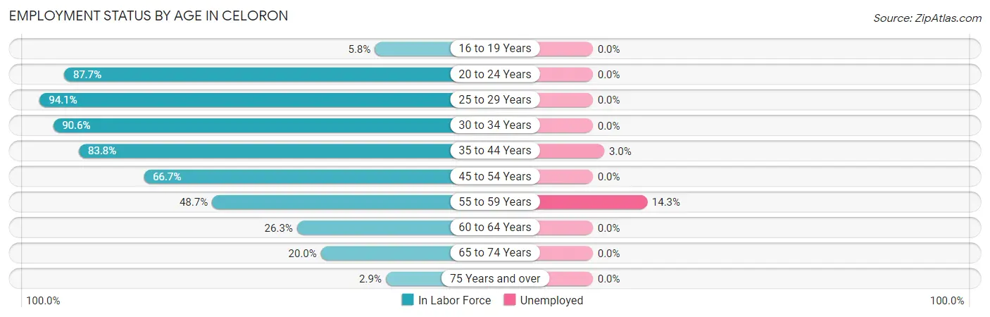 Employment Status by Age in Celoron