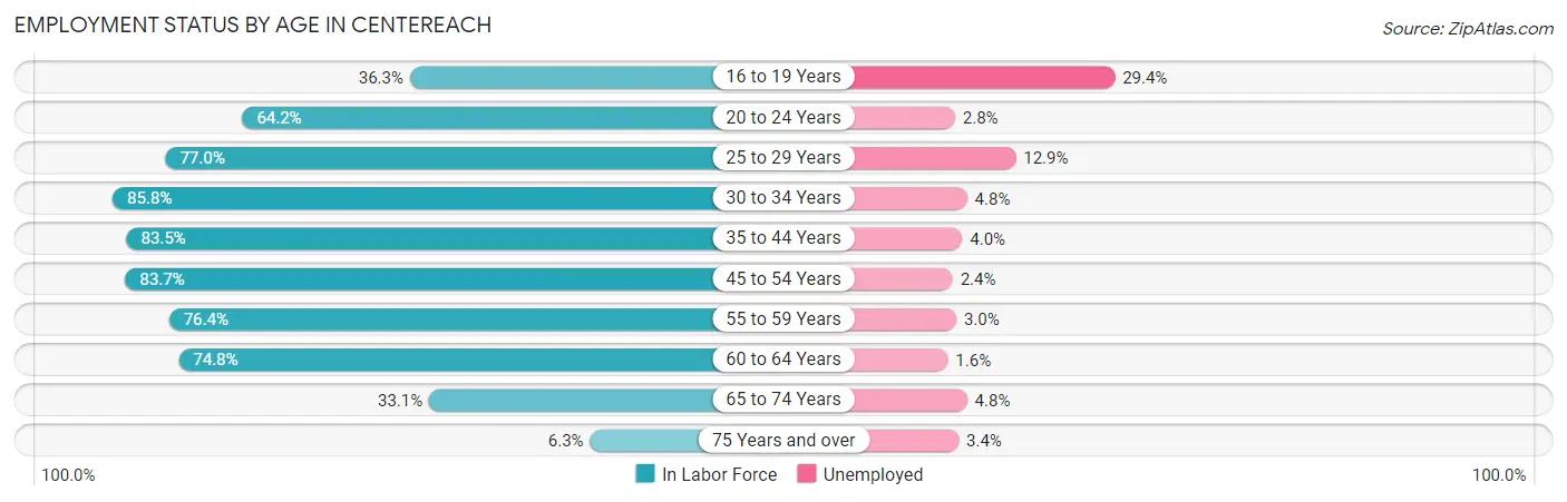 Employment Status by Age in Centereach