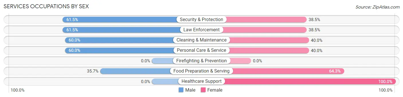 Services Occupations by Sex in Champlain