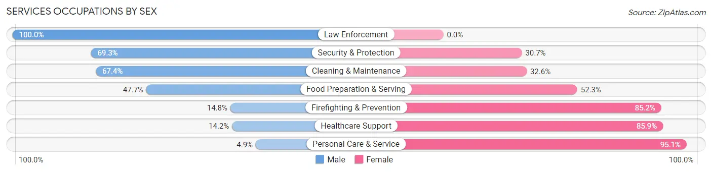Services Occupations by Sex in Chestnut Ridge