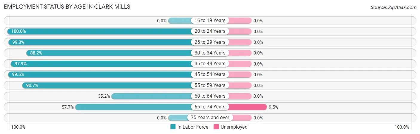 Employment Status by Age in Clark Mills