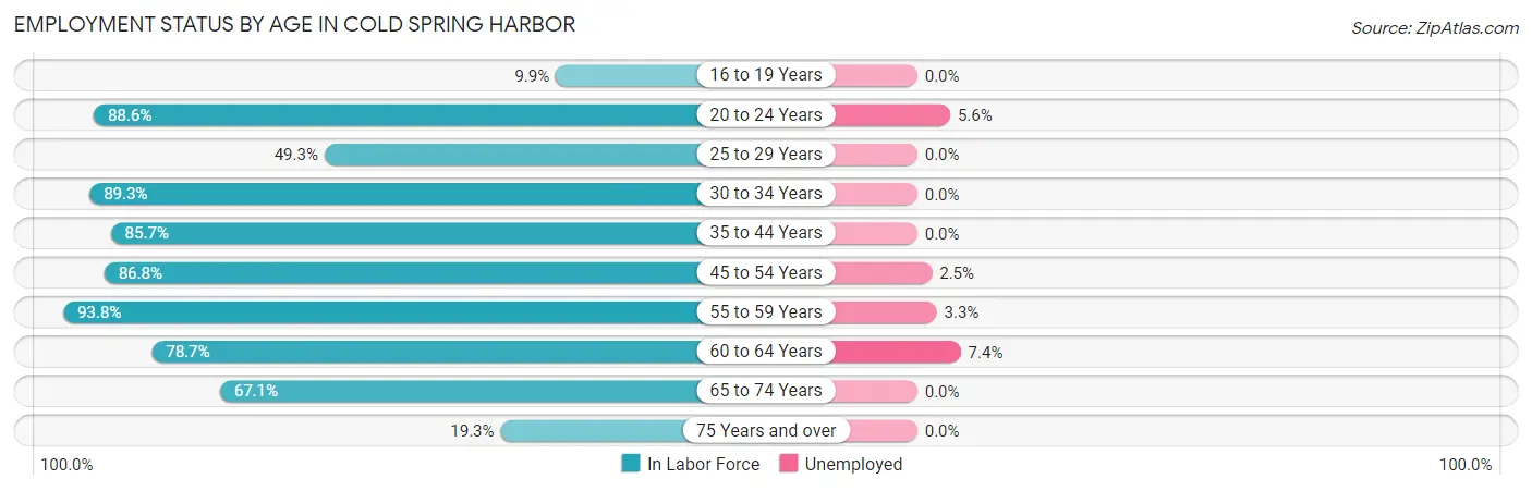 Employment Status by Age in Cold Spring Harbor