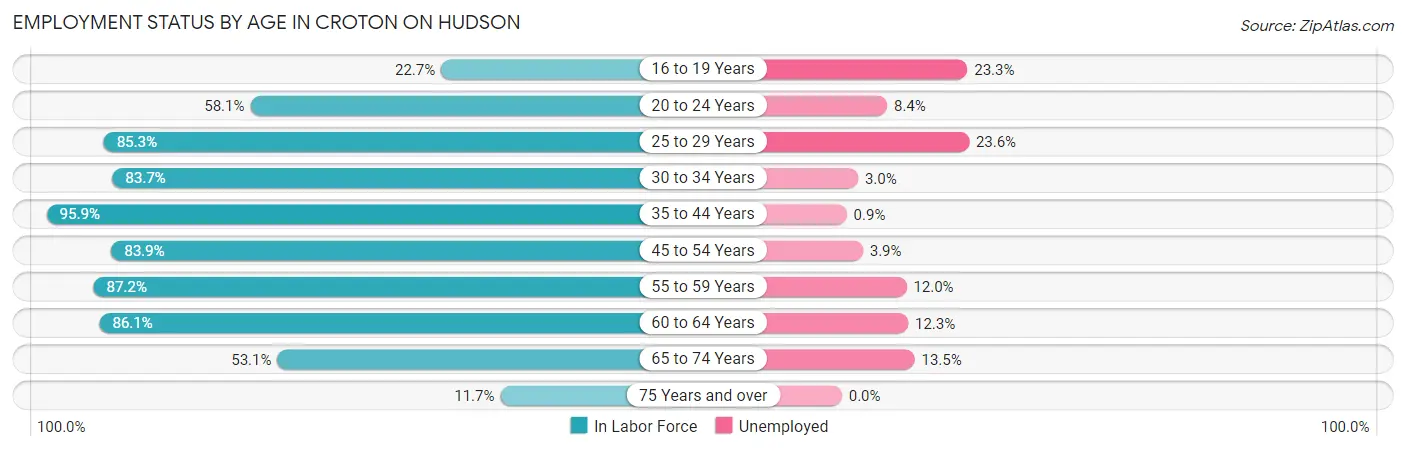 Employment Status by Age in Croton On Hudson