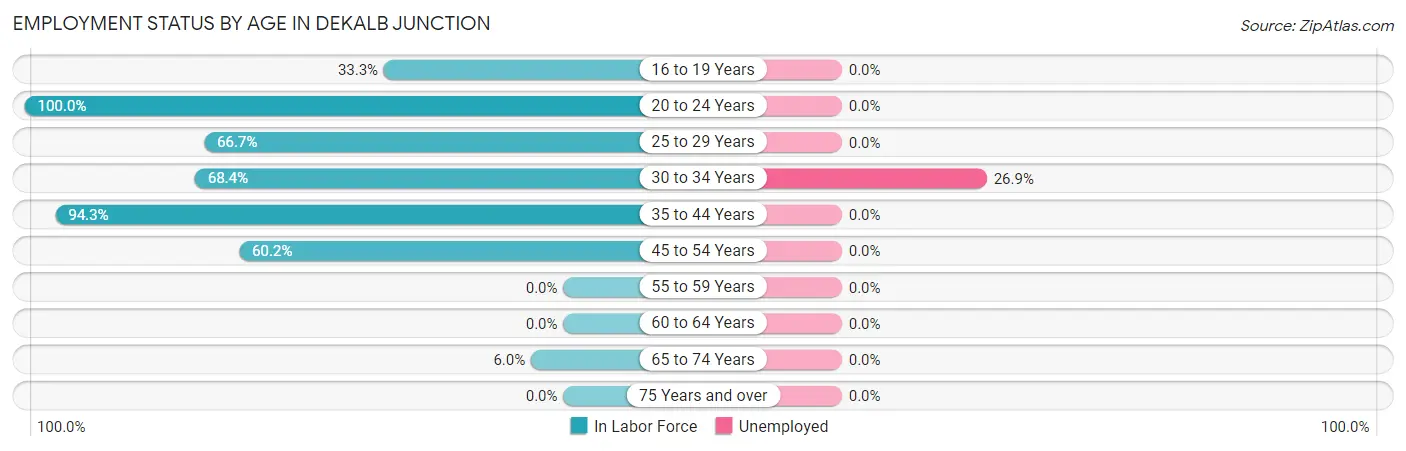 Employment Status by Age in DeKalb Junction