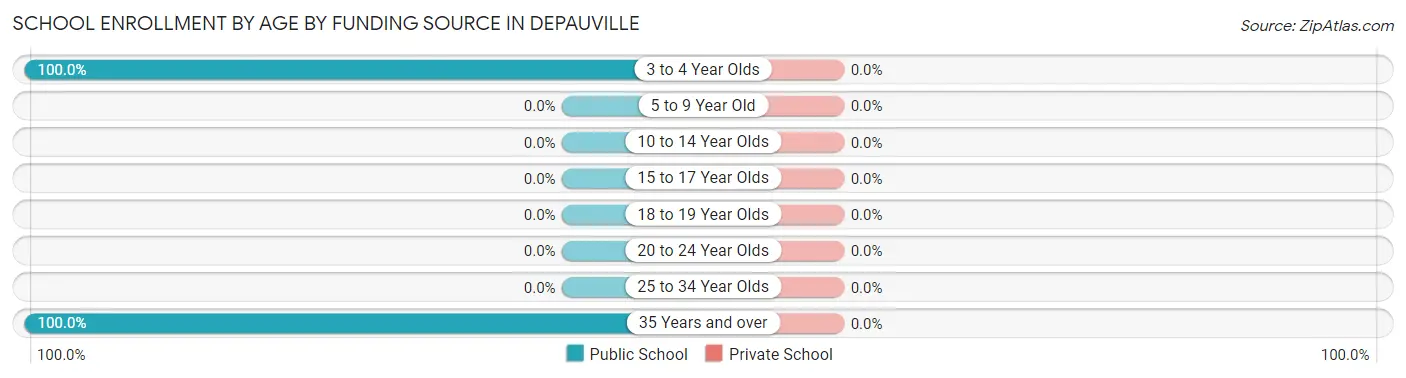 School Enrollment by Age by Funding Source in Depauville
