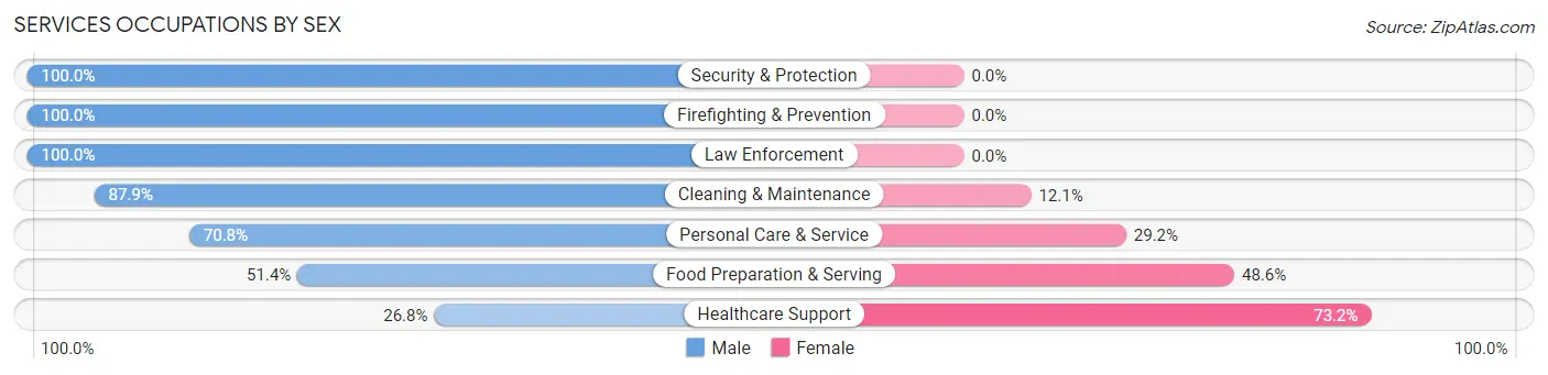 Services Occupations by Sex in East Farmingdale