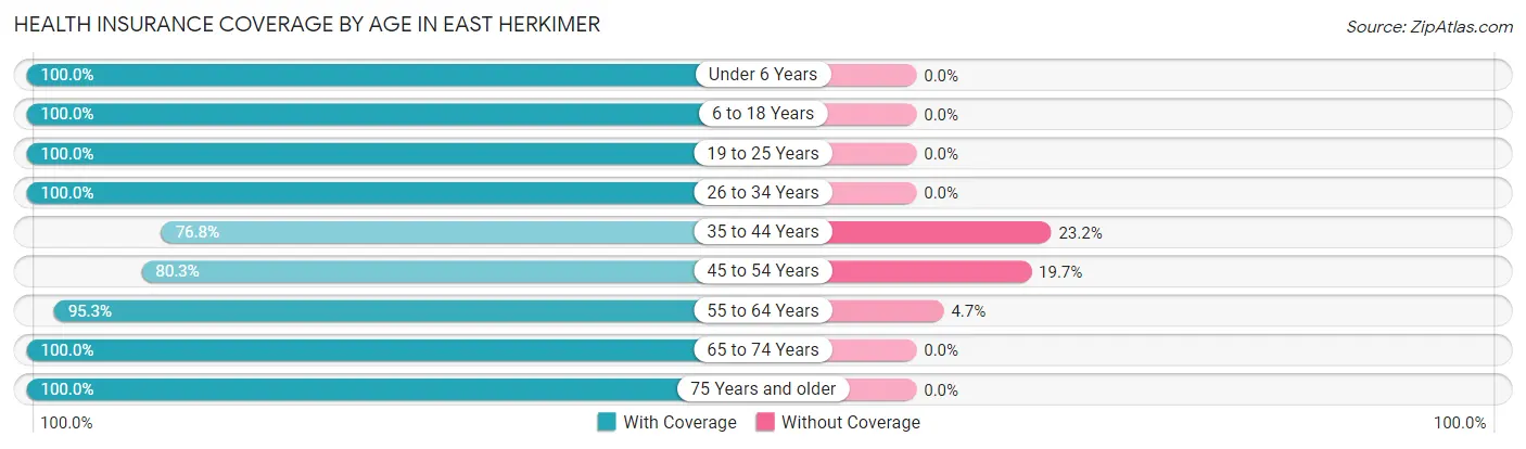 Health Insurance Coverage by Age in East Herkimer