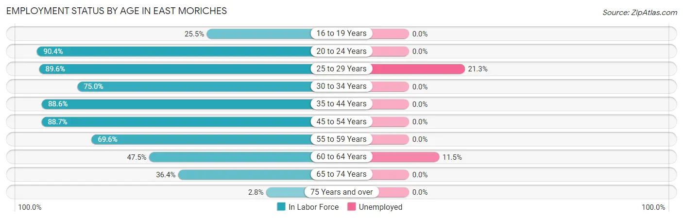 Employment Status by Age in East Moriches
