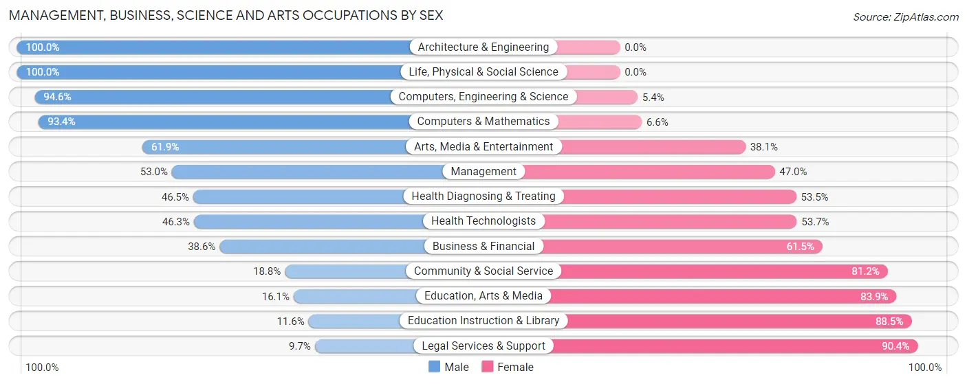 Management, Business, Science and Arts Occupations by Sex in East Patchogue