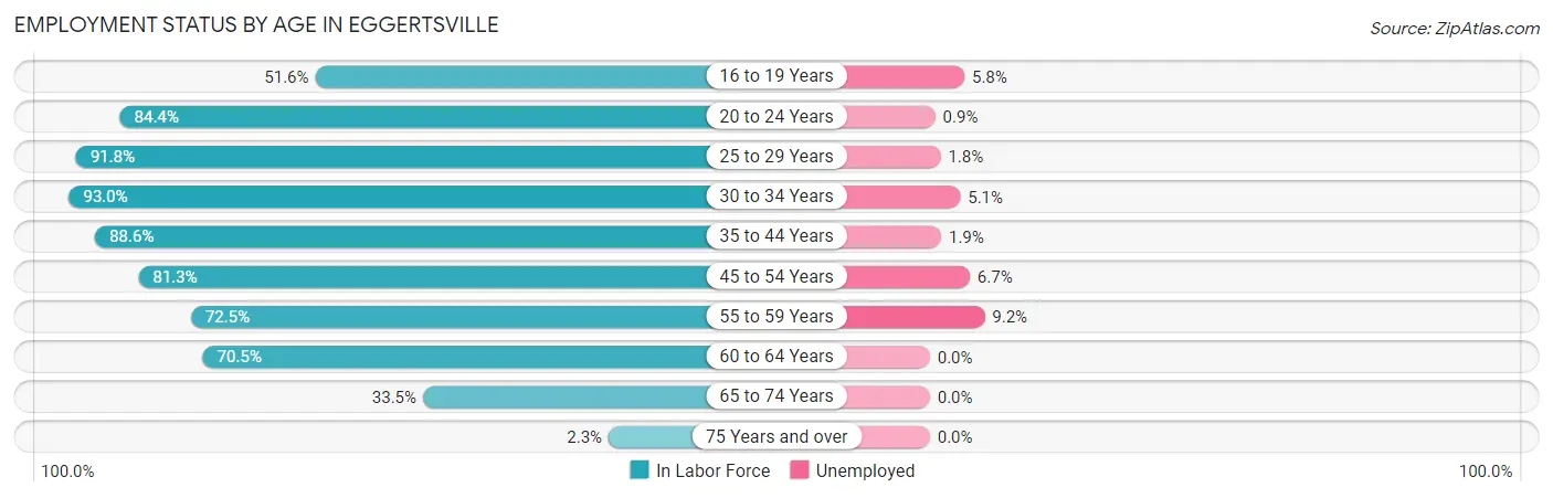 Employment Status by Age in Eggertsville