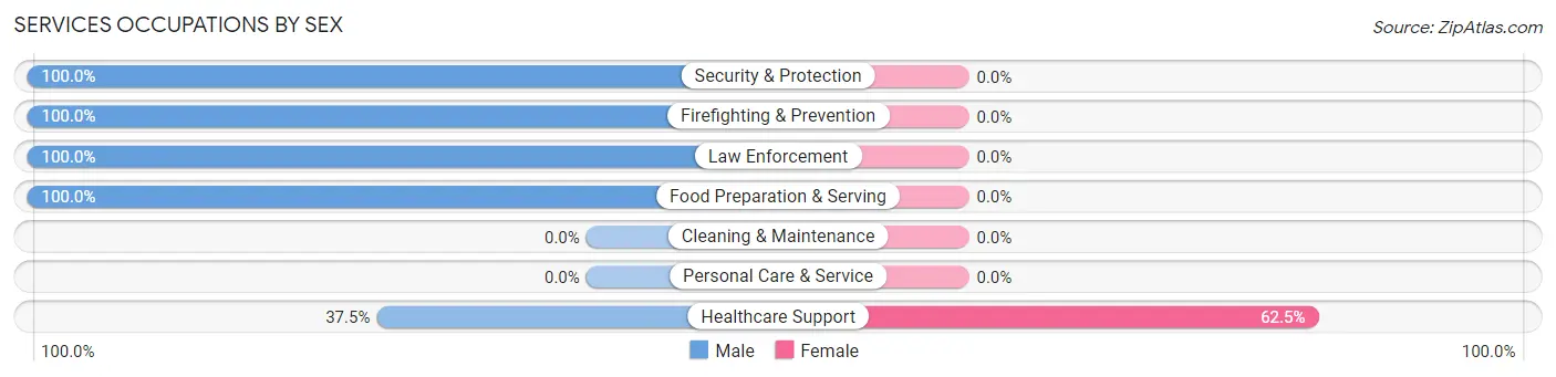 Services Occupations by Sex in Elizabethtown