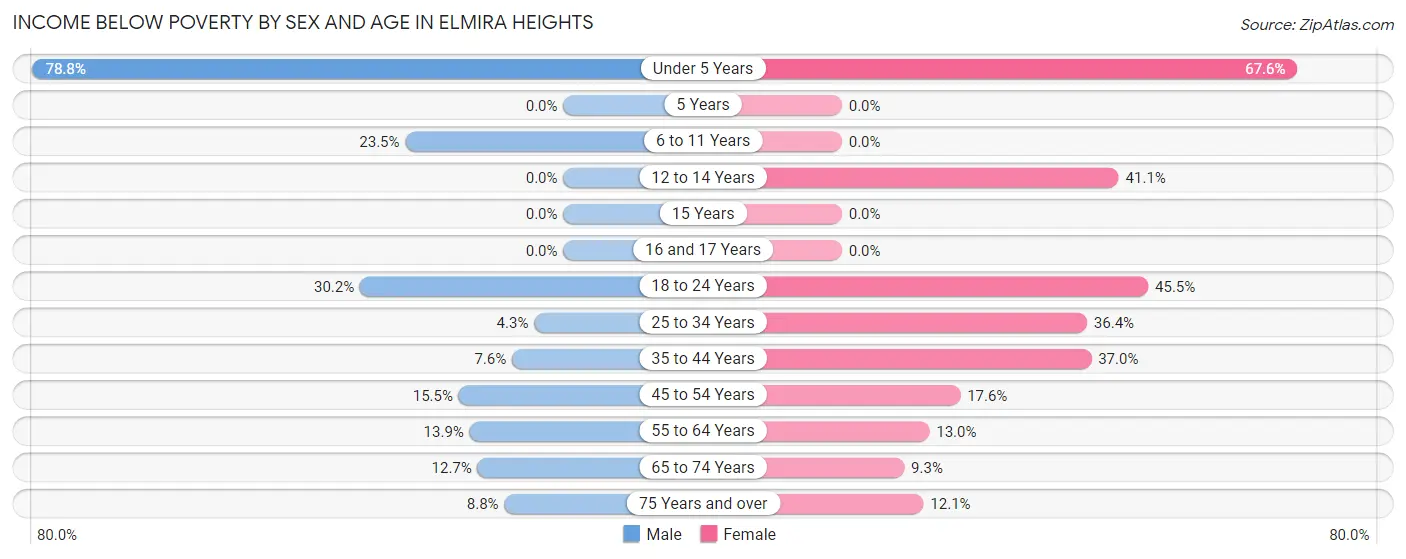 Income Below Poverty by Sex and Age in Elmira Heights