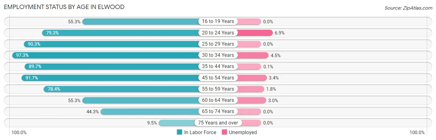 Employment Status by Age in Elwood