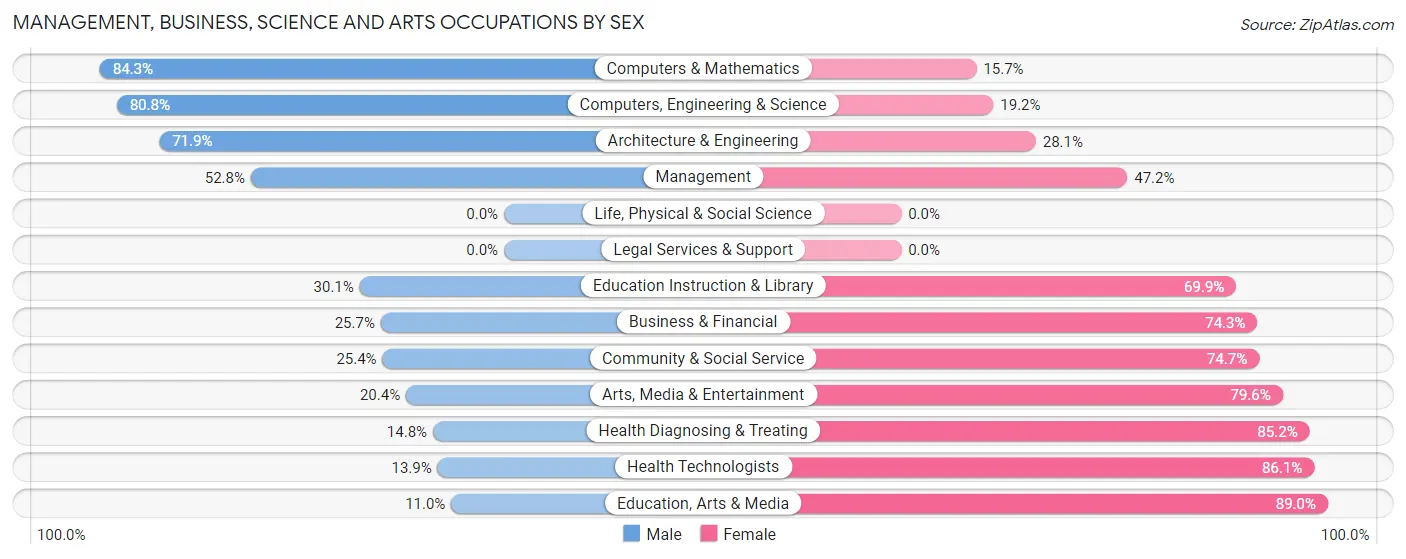 Management, Business, Science and Arts Occupations by Sex in Endicott