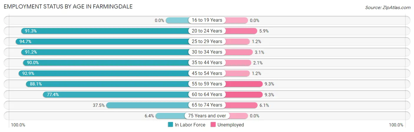 Employment Status by Age in Farmingdale