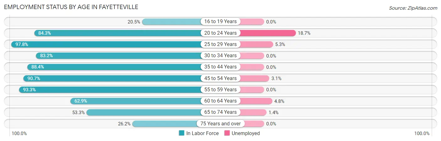 Employment Status by Age in Fayetteville