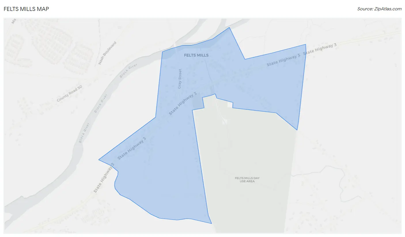 Felts Mills Map