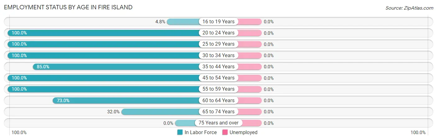 Employment Status by Age in Fire Island