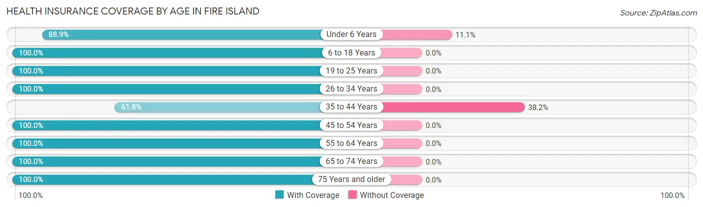 Health Insurance Coverage by Age in Fire Island